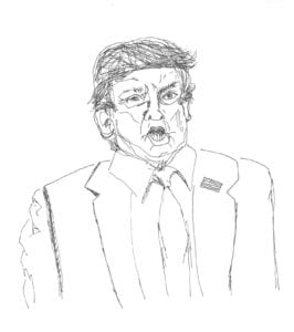 Elev på Grundtvigs Højskole har lavet en tegning af Trump efter foredrag med Mads Fuglede